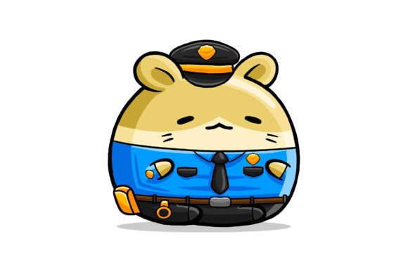 Cute Hamster Police Cartoon Vector: A Playful Graphic Asset for Local Business Branding