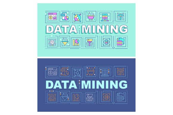 Data Mining Word Concepts Banner Set for Modern Website Design