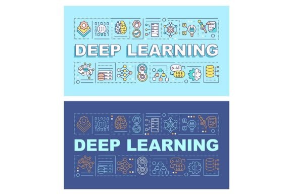 Deep Learning Word Concepts Banner Set: A Modern Graphic Design Asset for Marketers