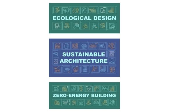 Environmental Architecture Word Banners: A Modern Graphic Design Asset for Branding