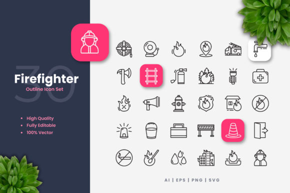 Fire Fighter Icons: A Simple Graphic Design Asset for Handmade Creations