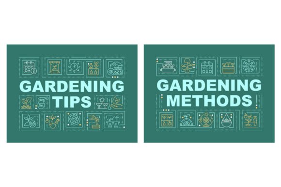Gardening Tips Word Concepts Banner Set: A Bold Graphic Template for Content Creators