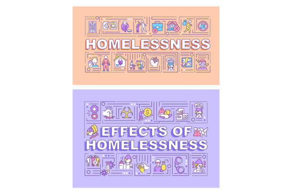 Homelessness Word Concepts Banner Set: A Bold Graphic Design Asset for Impactful Content