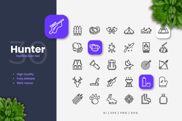 Hunter Icons: A Simple, Clean Graphic Design Asset for Modern Creative Projects