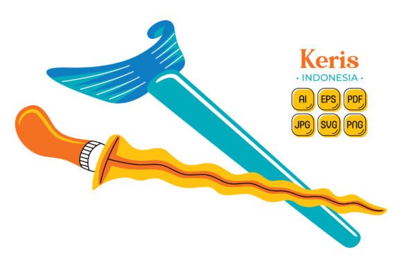 Keris in Flat Design Style: A Versatile Graphic for Modern Branding