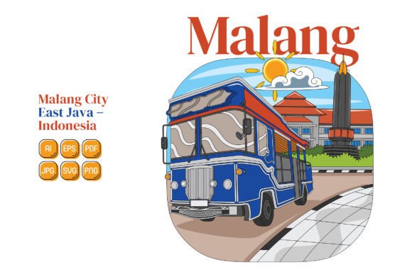 Malang City Vector Illustration: A Versatile Graphic Design Asset for Content Creators