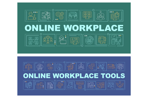 Online Workplace Word Concepts Banners: A Graphic Template for Modern Branding