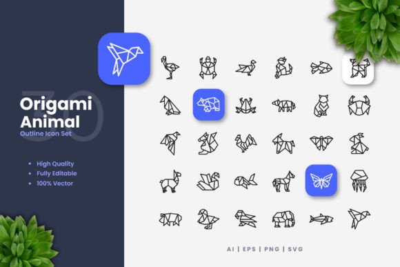 Origami Animal Icons: A Modern Graphic Design Asset for Content Creators