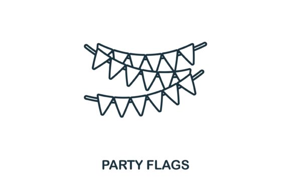 Party Flags Icon: A Versatile Embroidery Design for Creative Projects