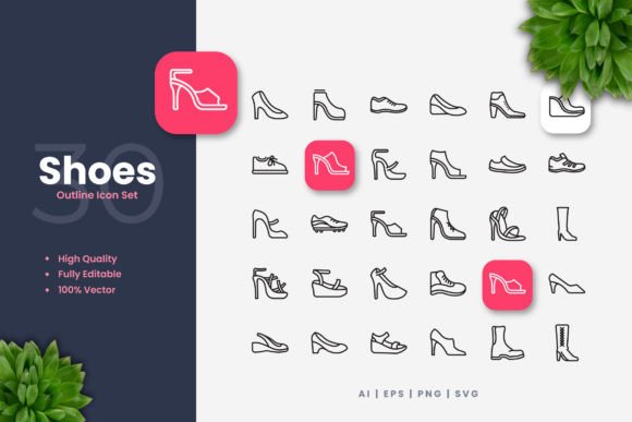 Shoes Icons: A Simple Graphic Design Asset for Commercial Projects
