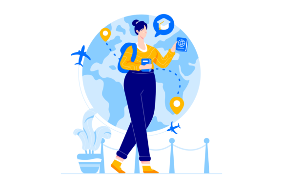 Study Abroad Vector Illustration for Local Business Branding