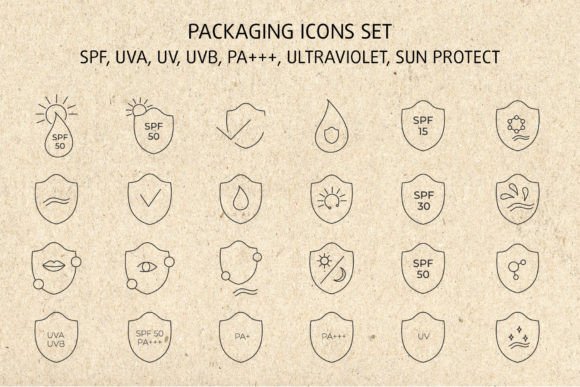 Sun Protection Icon Set: A Versatile Graphic Design Asset for Cosmetic and Lifestyle Projects