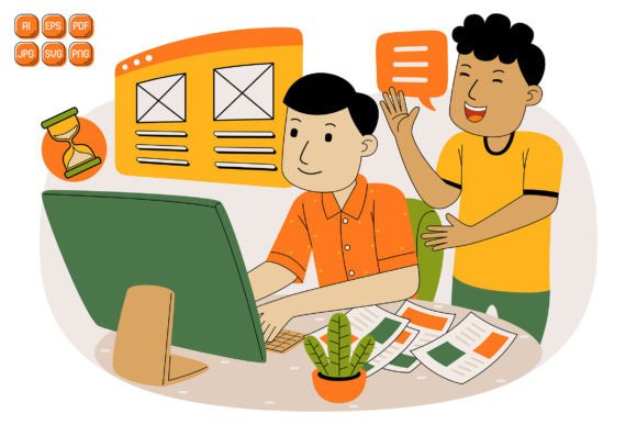 Teamwork Vector Illustration 09 for Small Business Branding