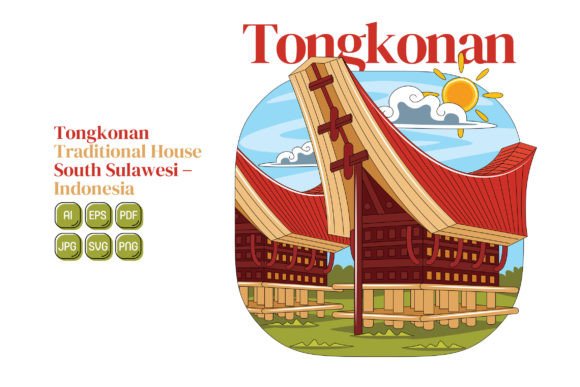 Tongkonan House Vector Illustration for Real Crafting and Handmade Businesses