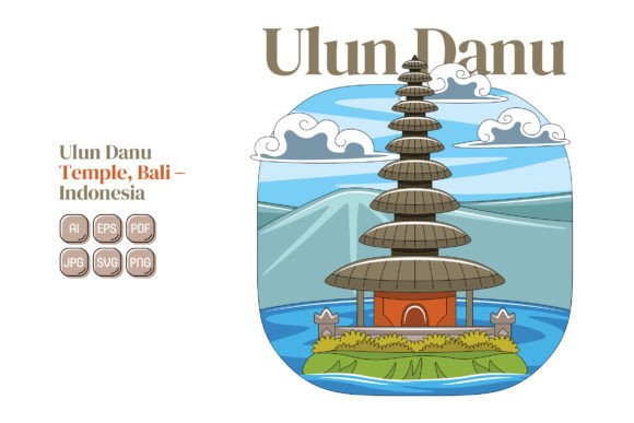 Ulun Danu Temple Vector Illustration: A Versatile Graphic Design Asset for Content Creators