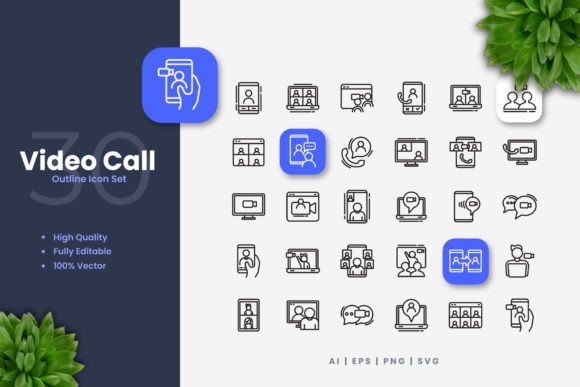 Video Call Icons: A Simple Graphic Design Asset for Handmade Creations